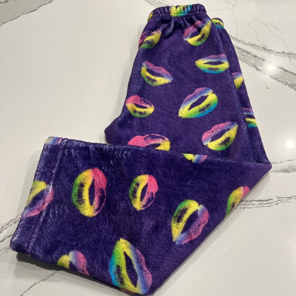 Heartbreaker Rainbow Kiss Girls Plush PJ Pant Size 4/5